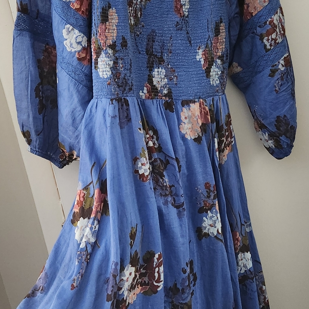 Free People Vibrant Blue Floral Maxi Dress